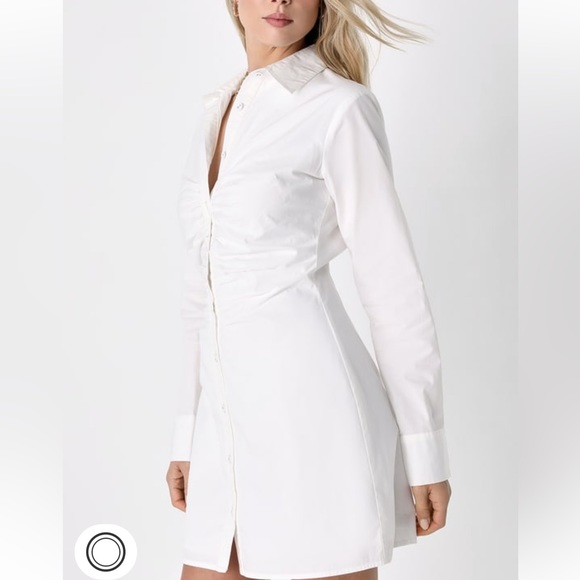 Lulus white collared button up shirt mini dress- size medium, new with tag. - Picture 2 of 4